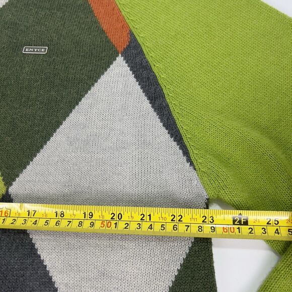Enyce Wool Blend Sweater Men’s XL Tall Harry Styles‎ Argyle Green Orange Gray - Picture 9 of 11